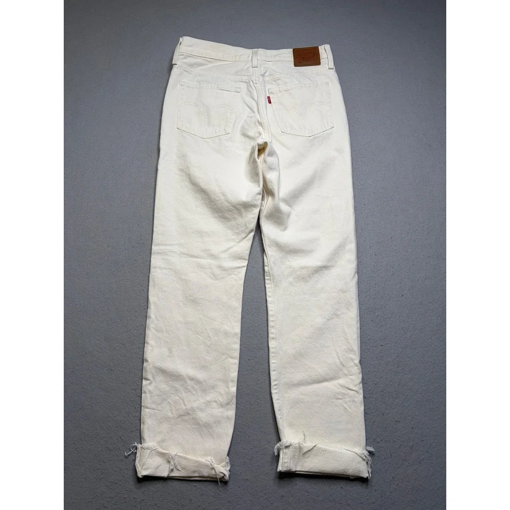 Levi's 501 Original Fit Jeans Mens 30x32 White Premium Straight Leg Raw Hem